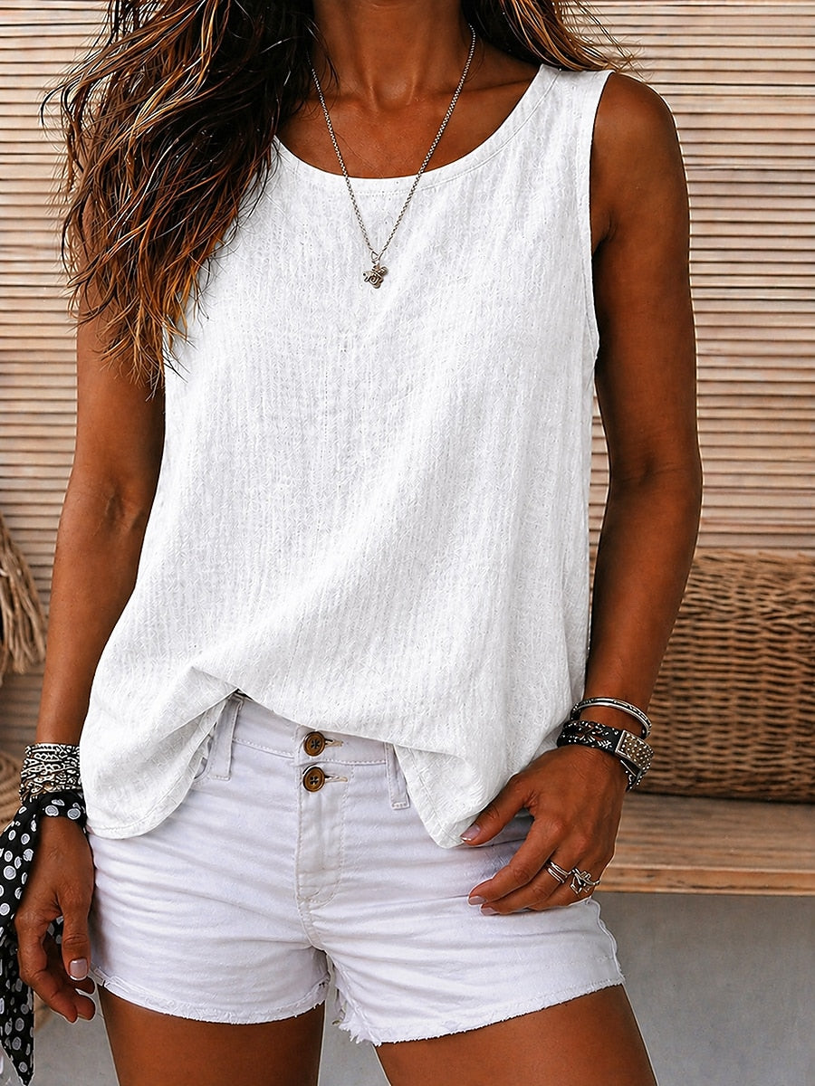Cozy 100%Cotton Round Neck Sleeveless