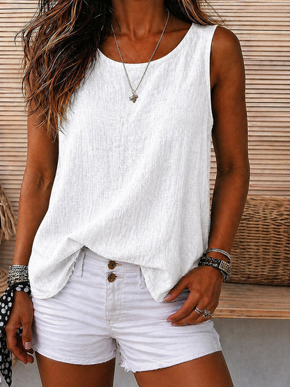 Cozy 100%Cotton Round Neck Sleeveless