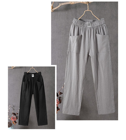 Cotton Linen Drawstring Baggy Pants