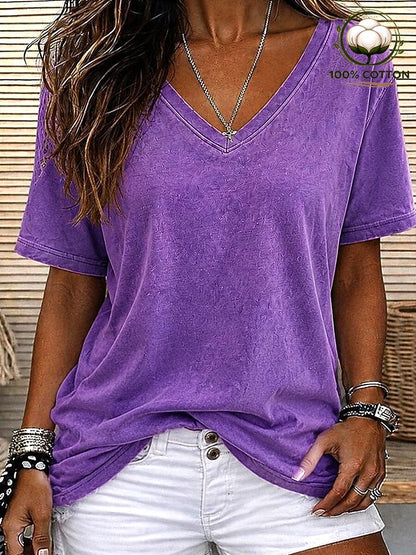 Women's 100% Cotton V Neck Tee
