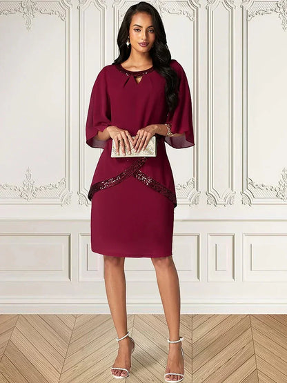 Classic Wine Red Chiffon Dress