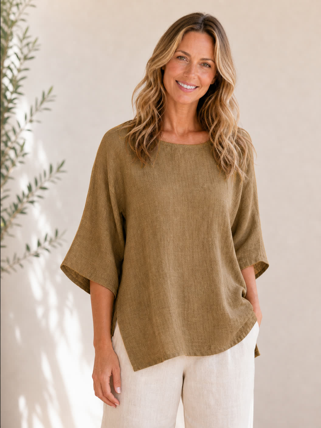 Crew Neck 100% Cotton Blouse