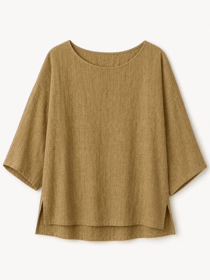 Crew Neck 100% Cotton Blouse