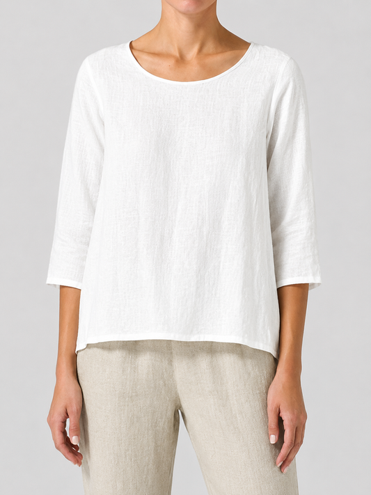 Women's Crew Neck 100% Cotton Blouse