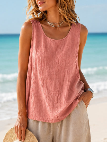 Cotton Linen Vest Ruched Texture