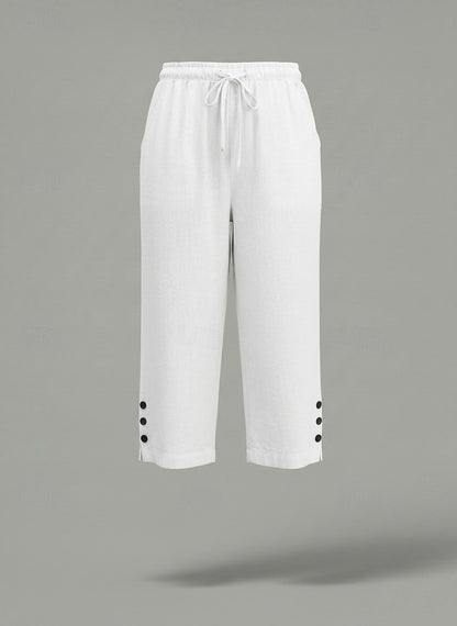 Relexed Cotton Linen Capri Pants