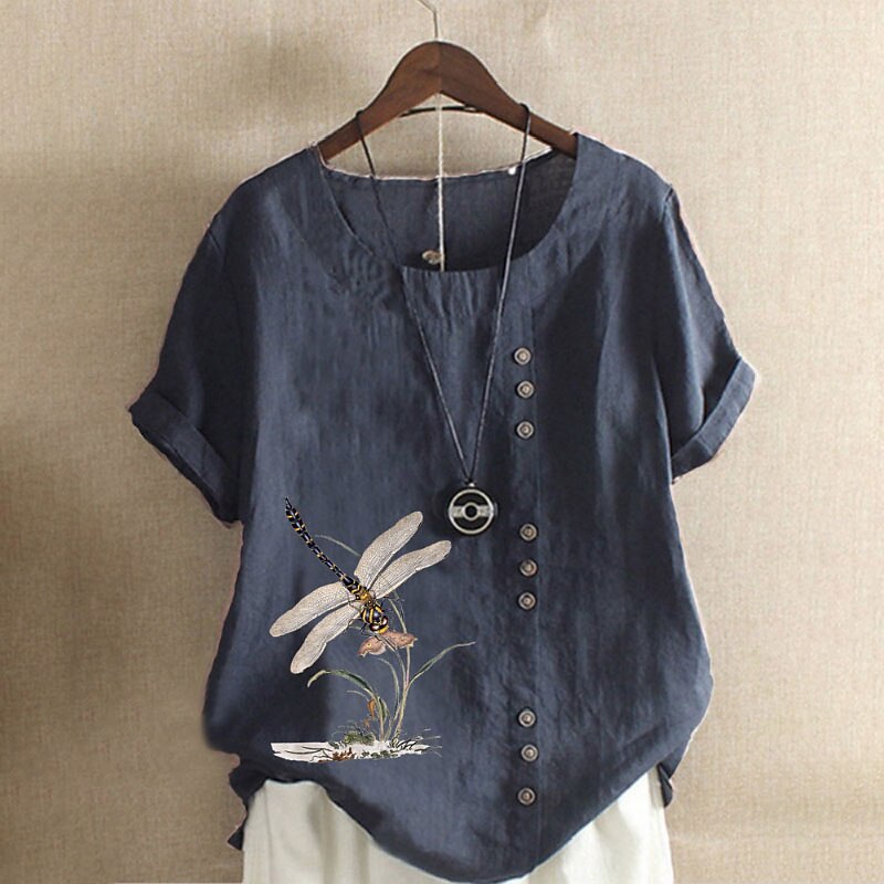 100% Cotton Shirt Blouse Button Print