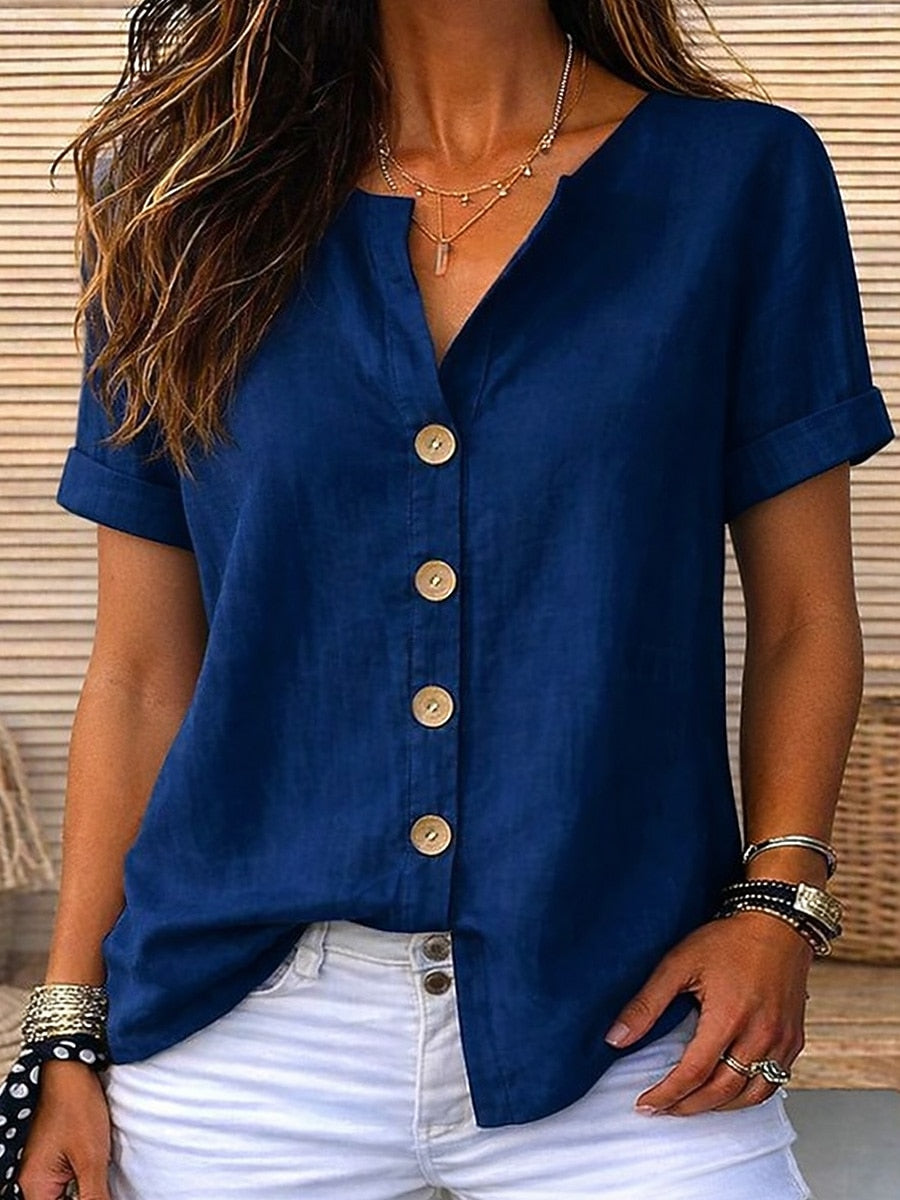 Women's Shirt Cotton Blend Linen Shirt