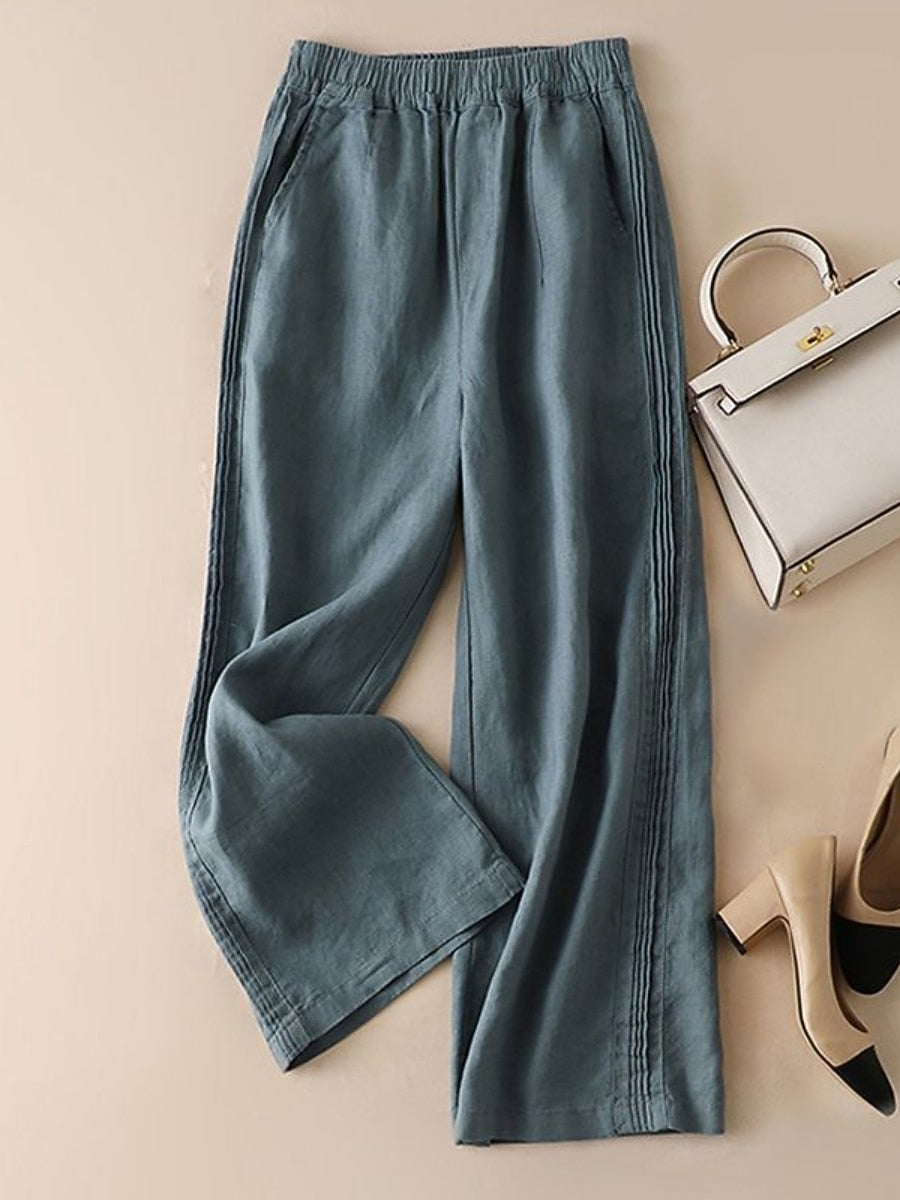 Women's Cotton Linen Wide Leg Pants