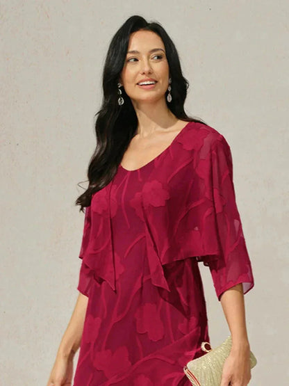 Bloemenprint doorschijnende chiffon 3/4 mouw cardigan