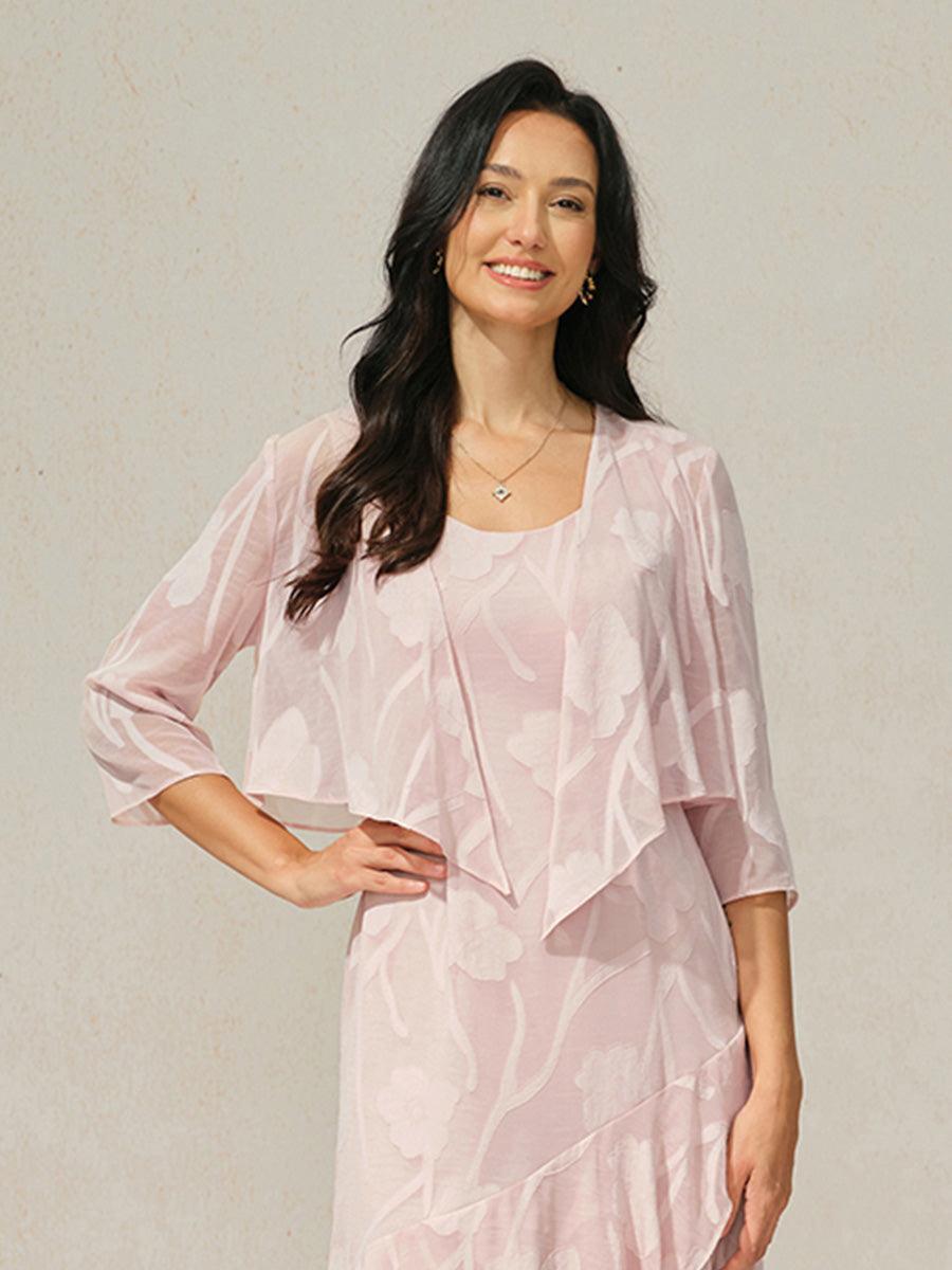 Cardigan à manches 3/4 en mousseline transparente à fleurs