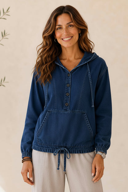 Vintage Washed Denim Hoodie