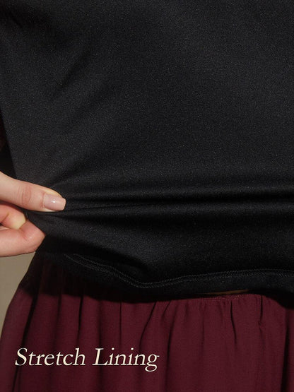 Ruffled Cold Shoulder Chiffon Blouse with Metallic Detail