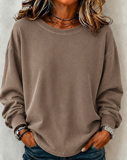 Washed 100% Cotton Crewneck Sweatshirt