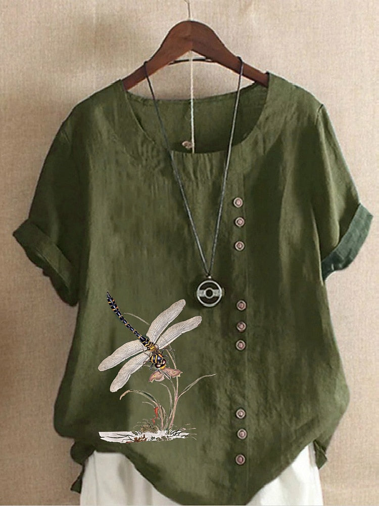 100% Cotton Shirt Blouse Button Print
