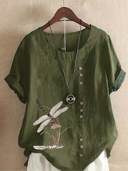 100% Cotton Shirt Blouse Button Print