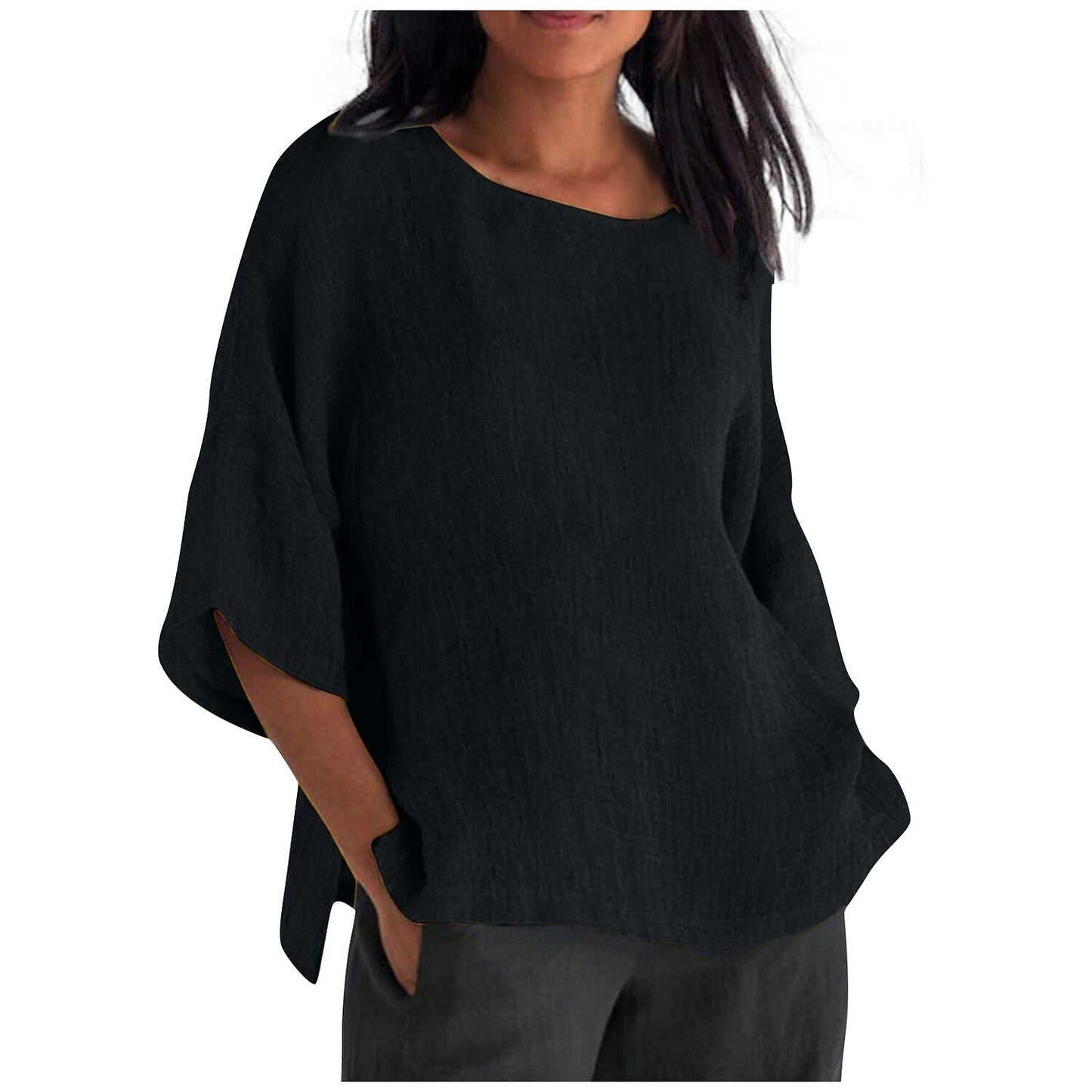 Women's Crew Neck 100% Cotton Blouse