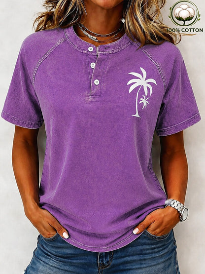 100% Cotton Washed Henley Tee