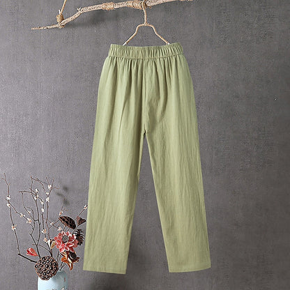 Cotton Linen Drawstring Baggy Pants