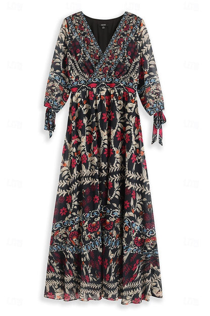 Bohemian Floral Chiffon Maxi Dress