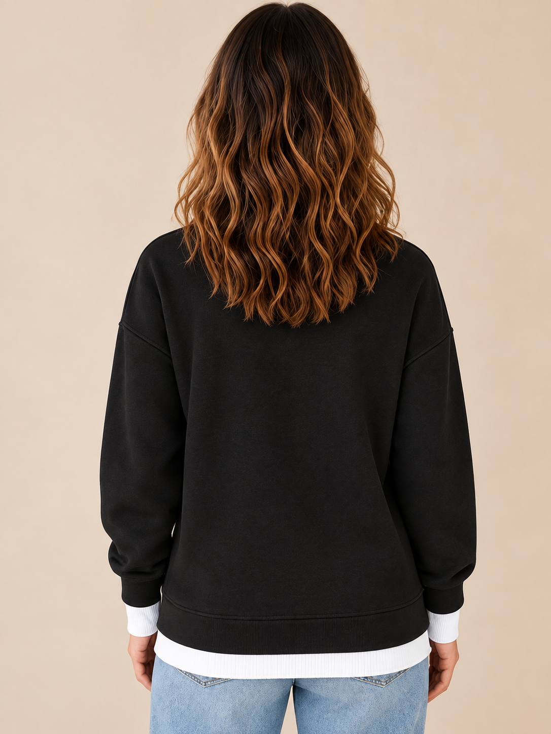 Cotton Textured Patchwork Sweatshirt