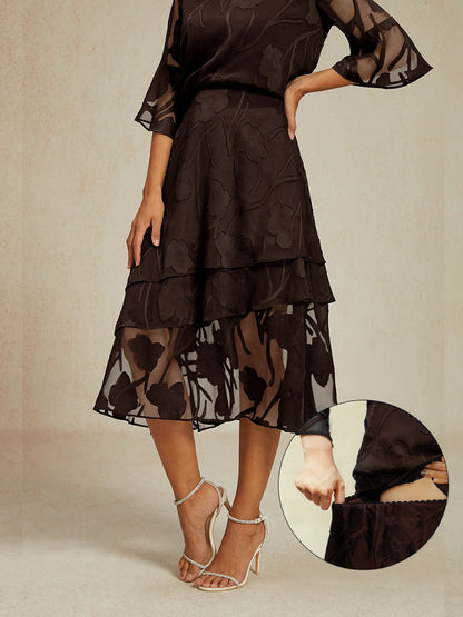 Bloemen Chiffon Midi Rok