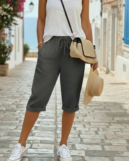 Women's Cotton Linen Capri Pants