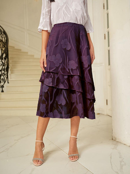 Floral Chiffon Midi Skirt