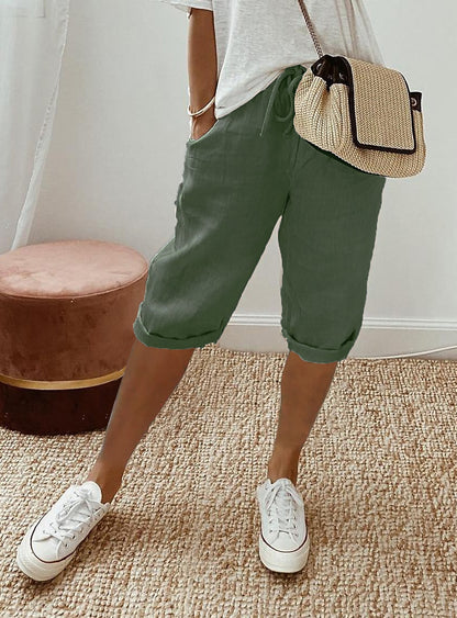 Women's Cotton Linen Capri Pants