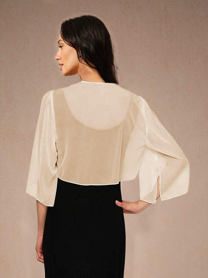 Chiffon Asymmetrical Crop Cover Up