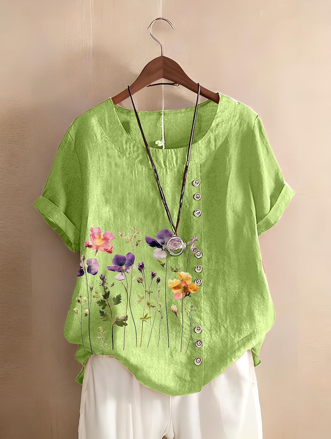 100% Cotton Blouse Floral Graphic Stylish