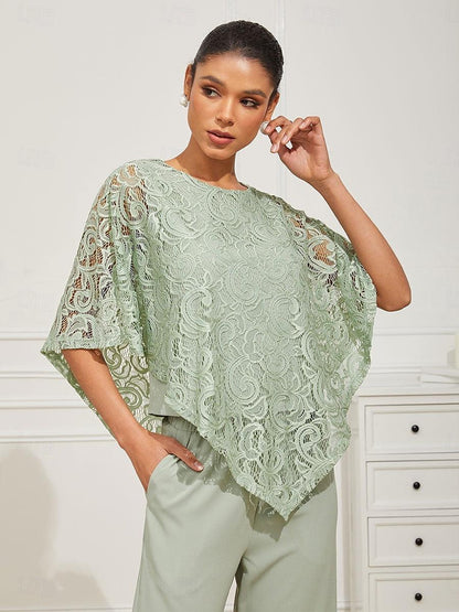 Elegant Lace Batwing Sleeve Top