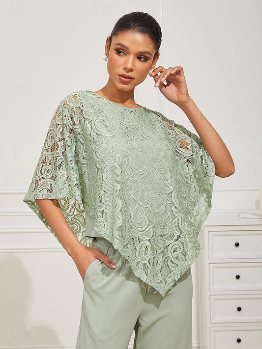 Elegant Lace Batwing Sleeve Top