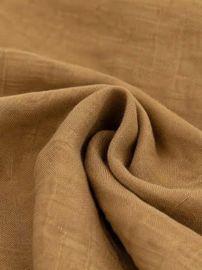 Premium Linen Crew-Neck Button Blouse