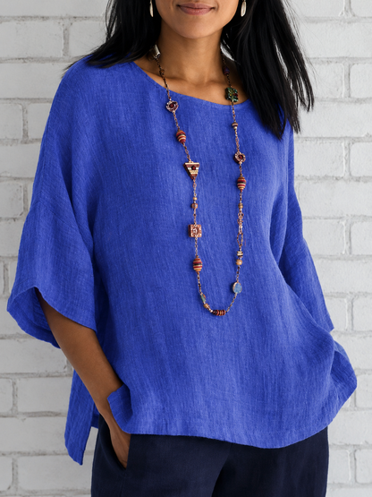 Women's Crew Neck 100% Cotton Blouse