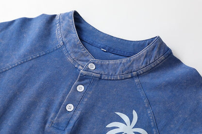 100% Cotton Washed Henley Tee