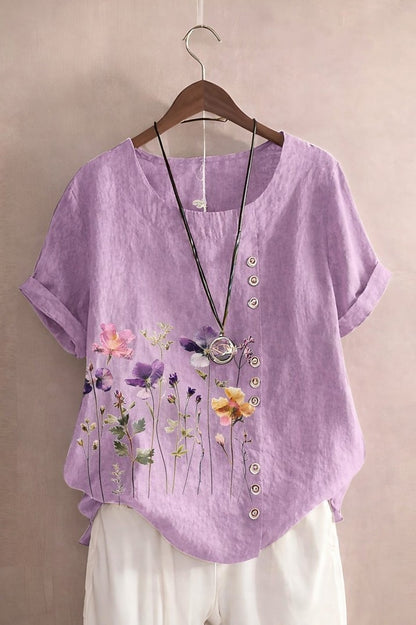 100% Cotton Blouse Floral Graphic Stylish