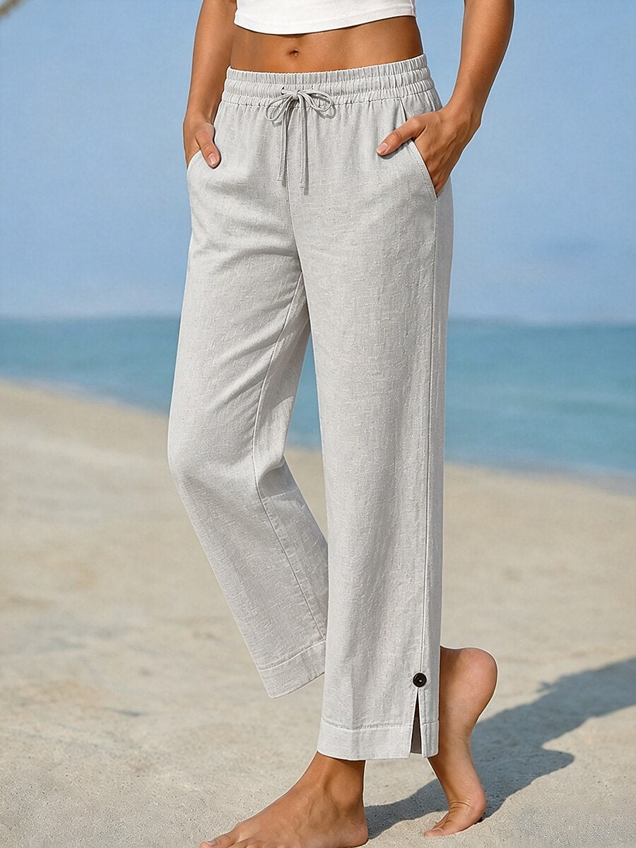 Cotton Linen Pocket Casual Pants