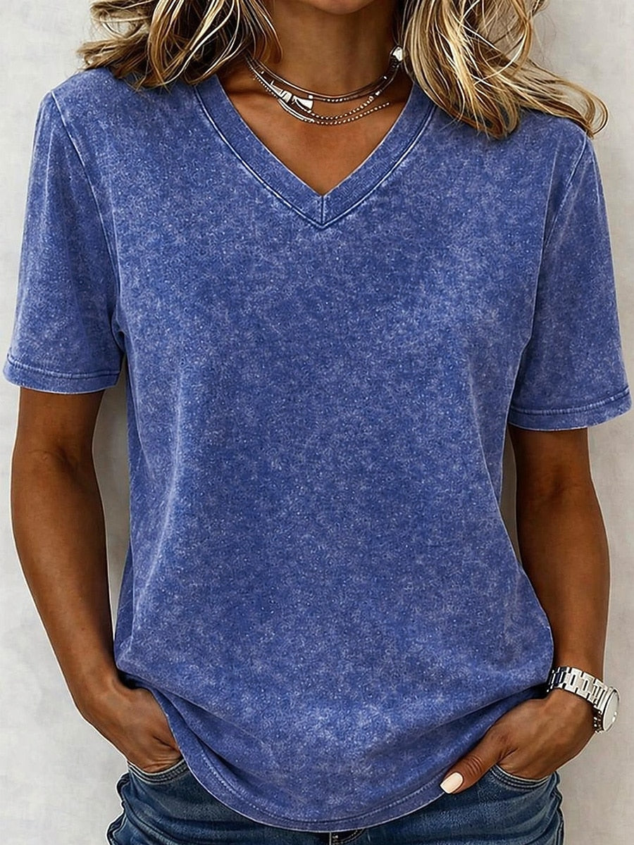 Women's 100% Cotton V Neck Tee