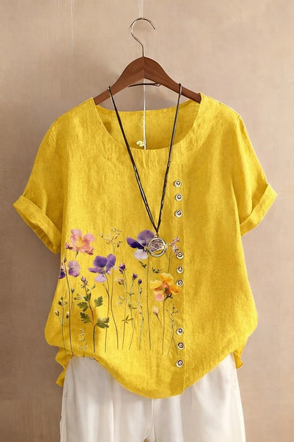 100% Cotton Blouse Floral Graphic Stylish