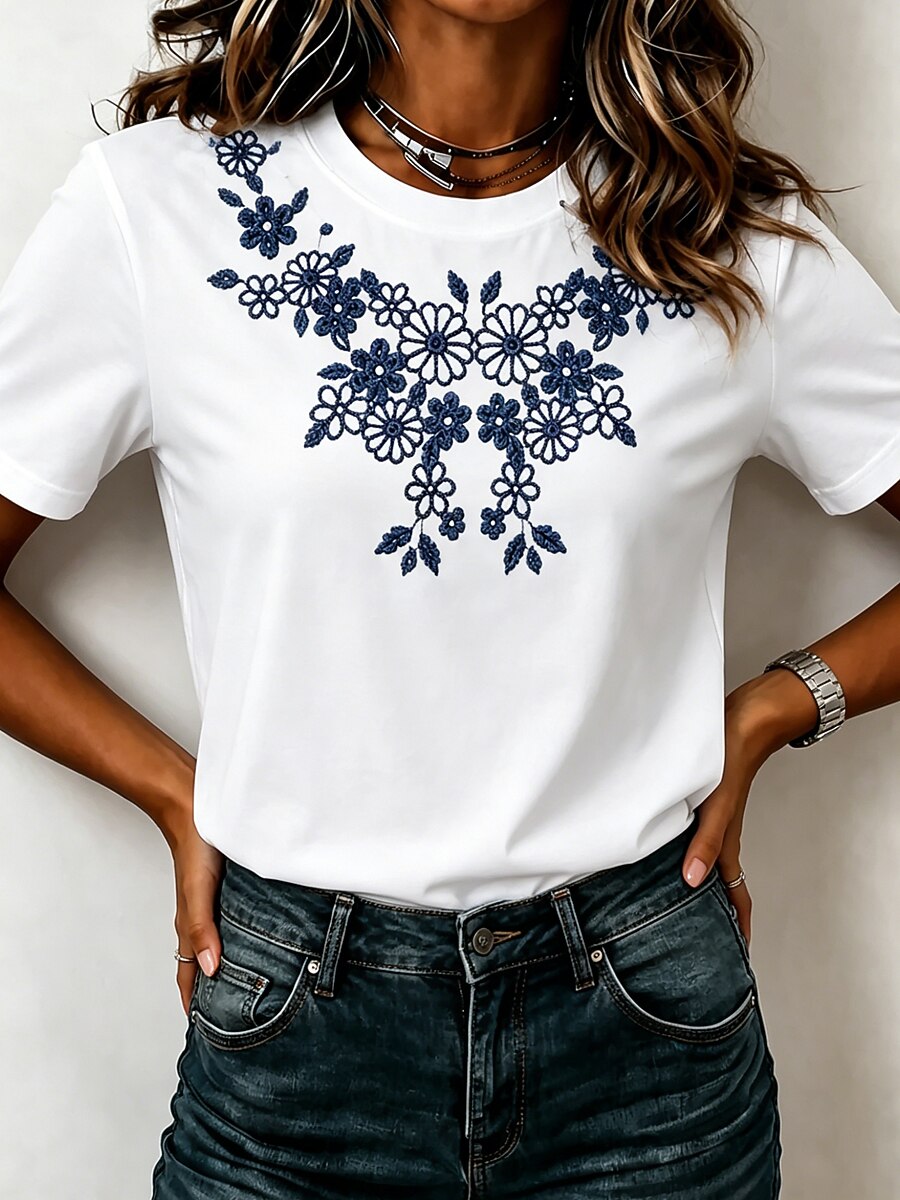 Embroidered 100% Cotton Tee