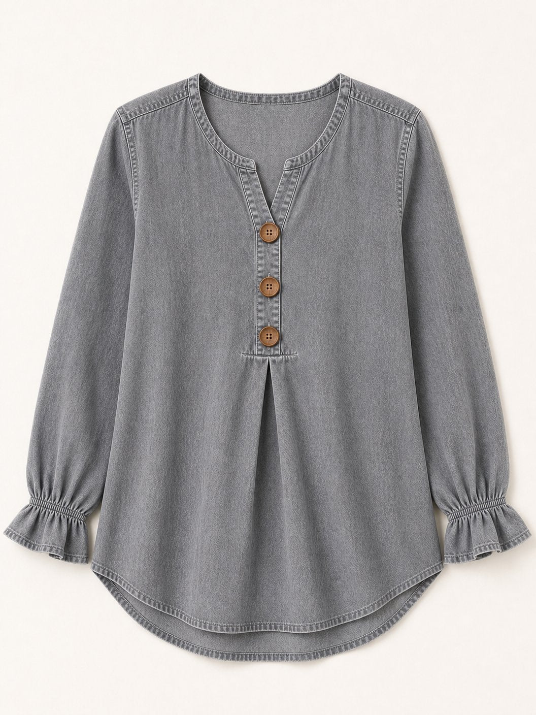 V-Neck Denim Blouse