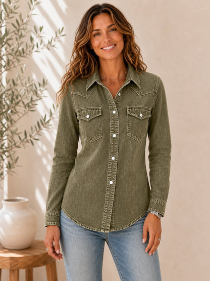 Washed Cotton Denim Shirt
