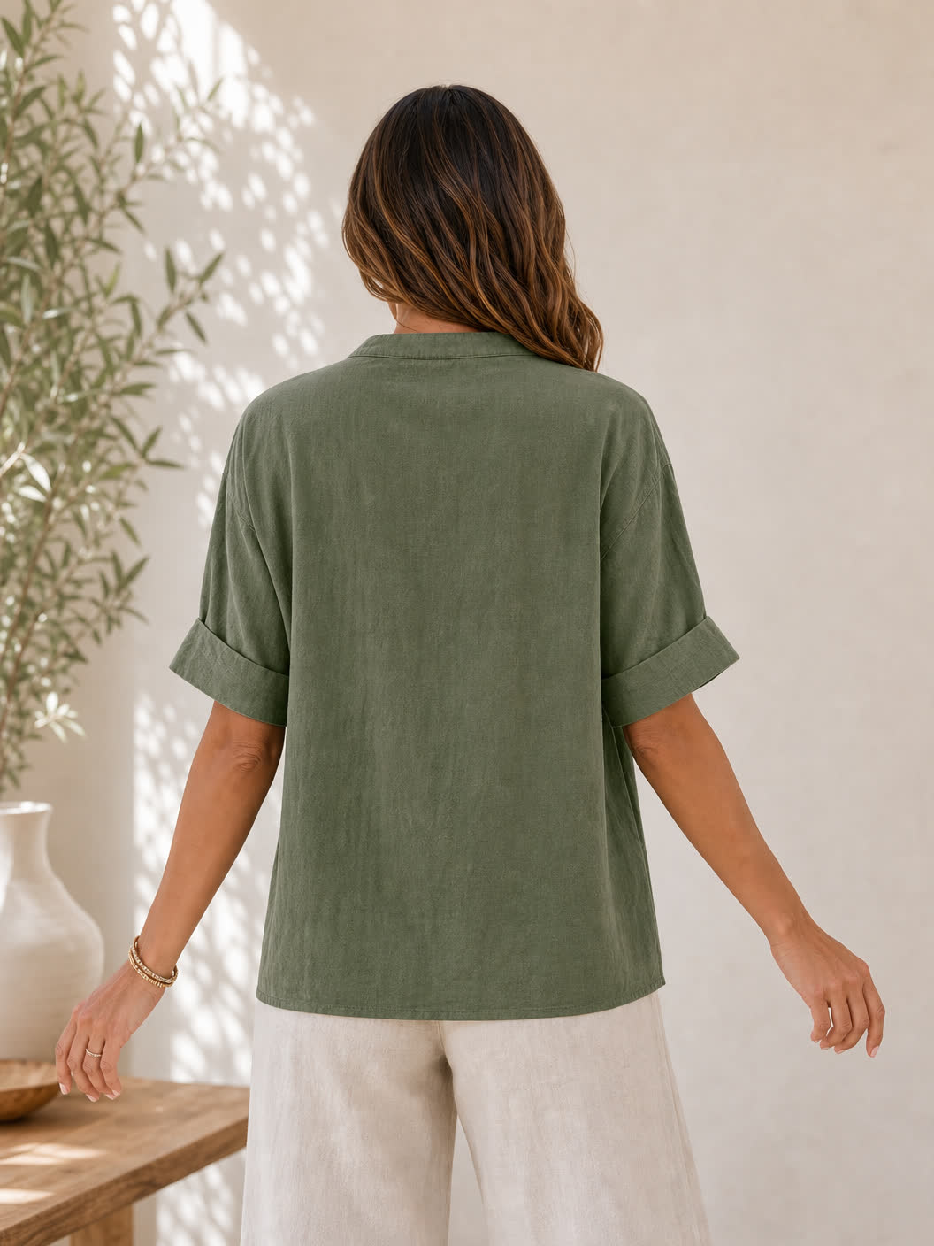 V Neck 100% Cotton Blouse