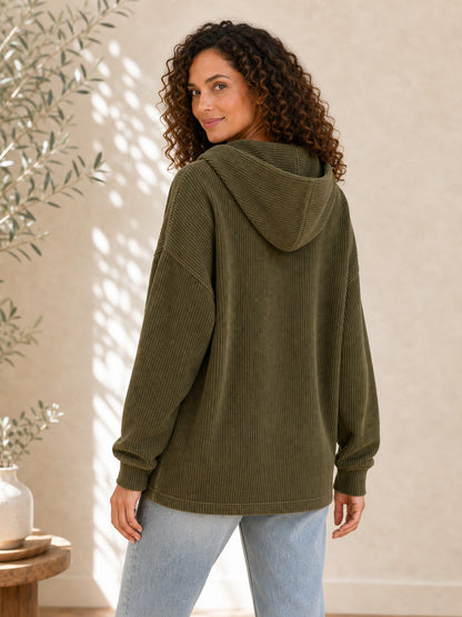 100% Cotton Corduroy Hooded Top