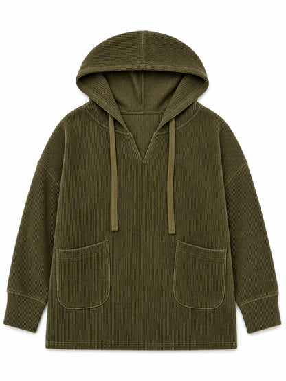 100% Cotton Corduroy Hooded Top