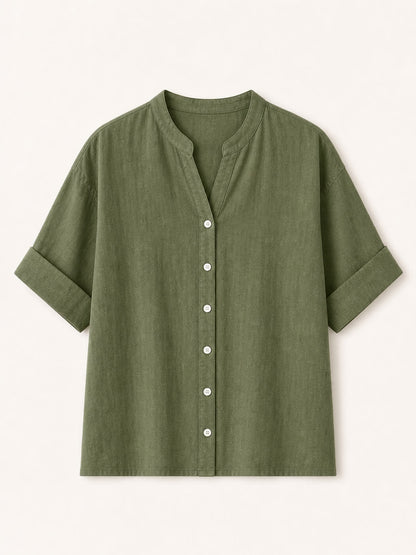 V Neck 100% Cotton Blouse