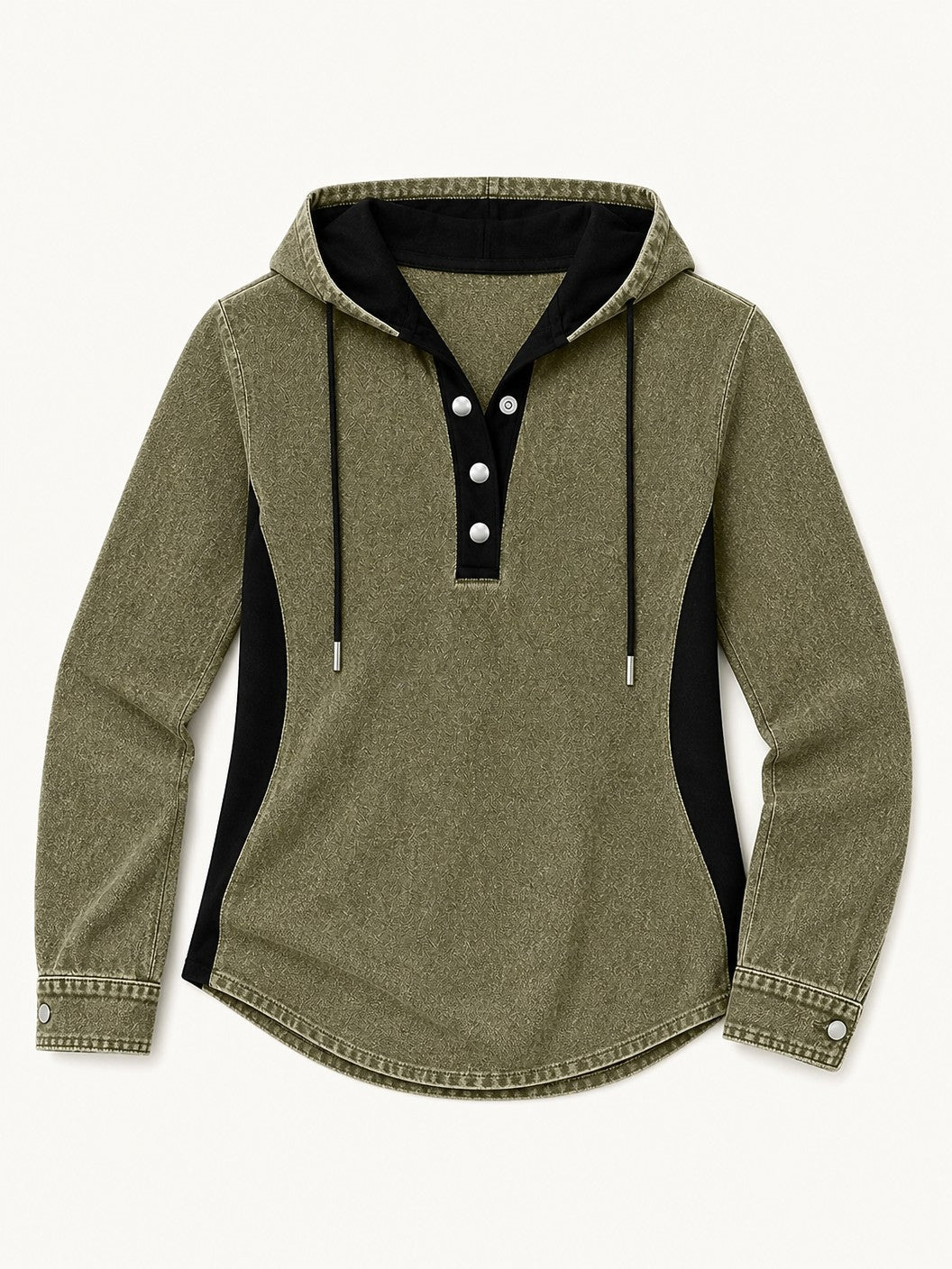 Patchwork Denim Hooded Shirt