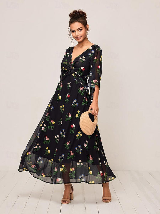 Floral Twisted Knot Maxi Dress