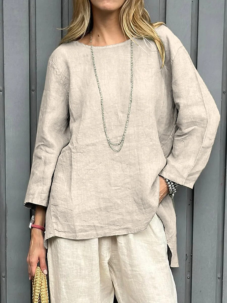 Women's Crew Neck 100% Cotton Blouse
